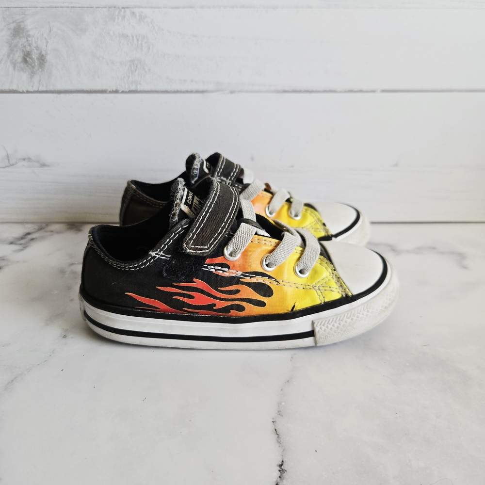 Converse ALL STAR Sneakers Fire Flames Size 8C Toddler/Kids